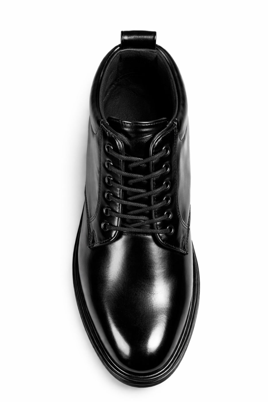 Black Leather Lace-Up Boots