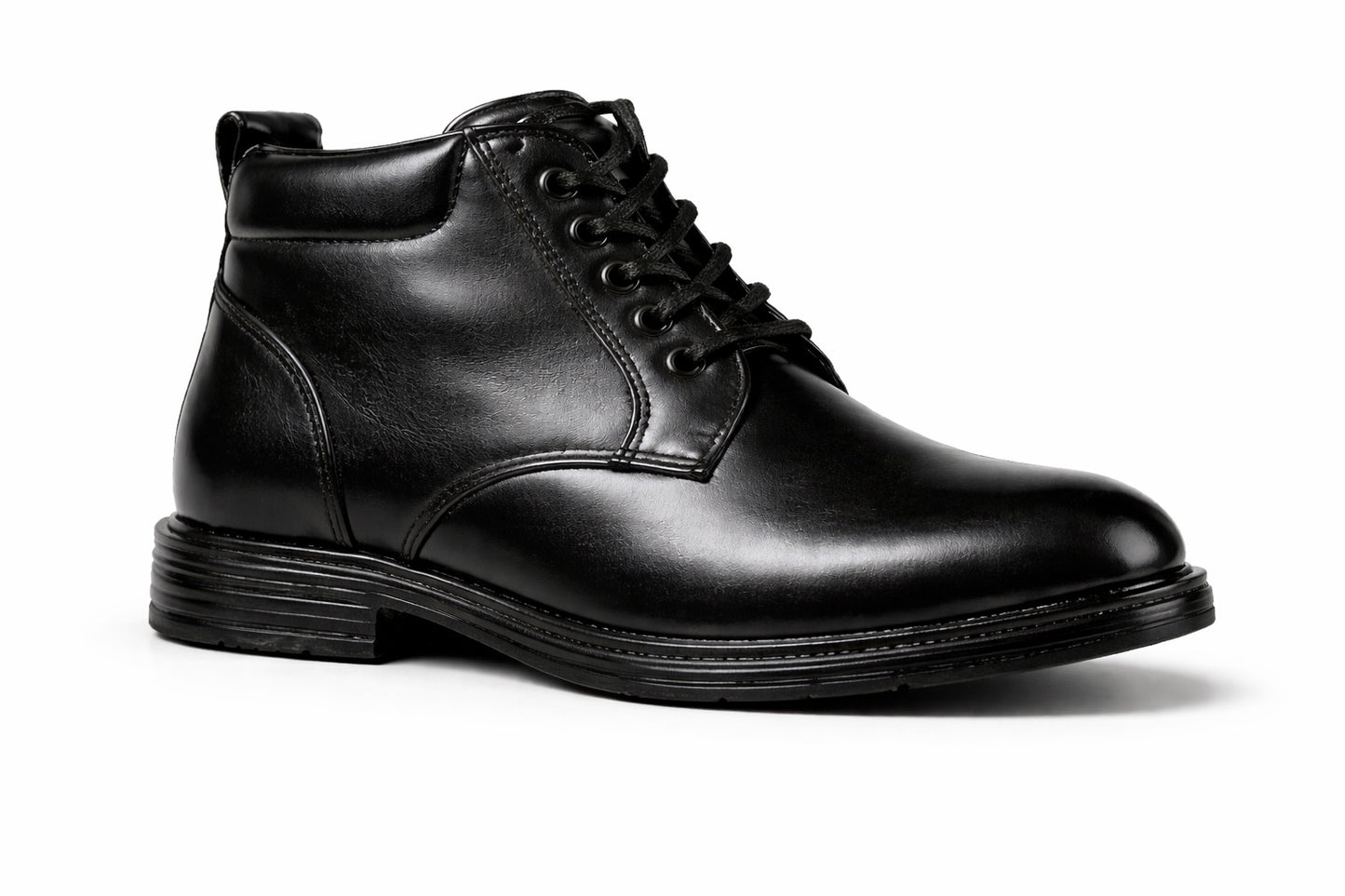 Black Leather Lace-Up Boots