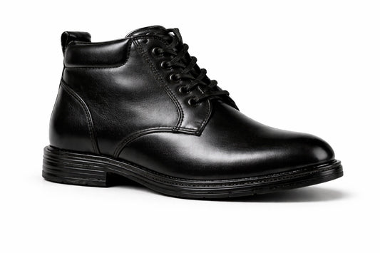 Black Leather Lace-Up Boots