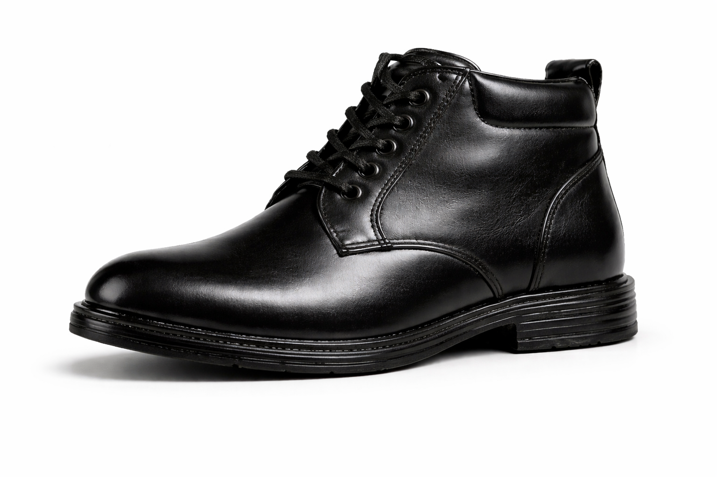 Black Leather Lace-Up Boots